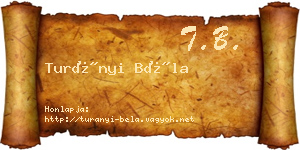 Turányi Béla névjegykártya